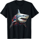Shark Colorful Art Abstract Animal Polygon Graphic Shark T-Shirt - T-Shirt | Black