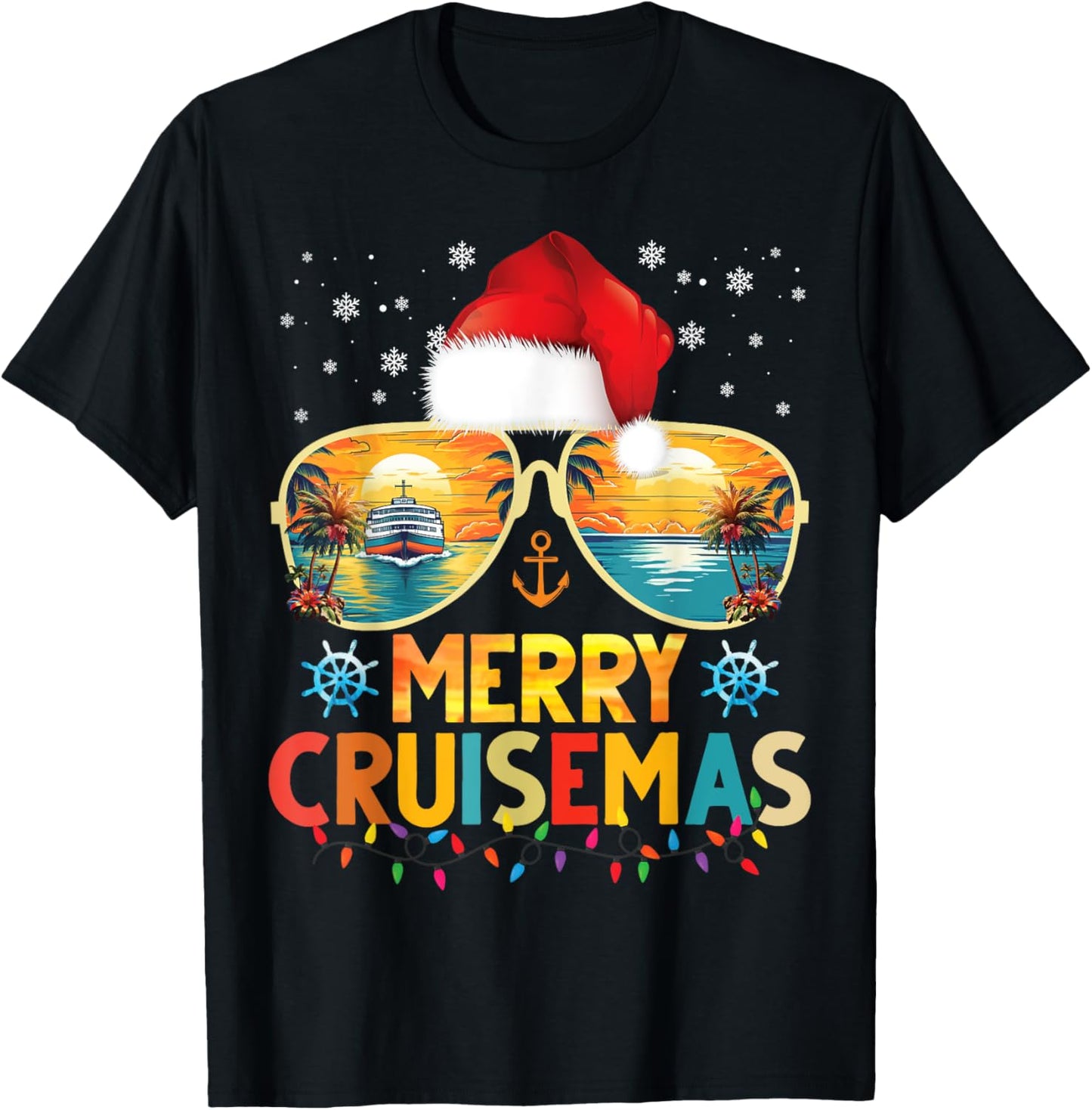 Merry Cruisemas Santa Hat Retro Cruise Ship Christmas Cruise T-Shirt - T-Shirt | Black