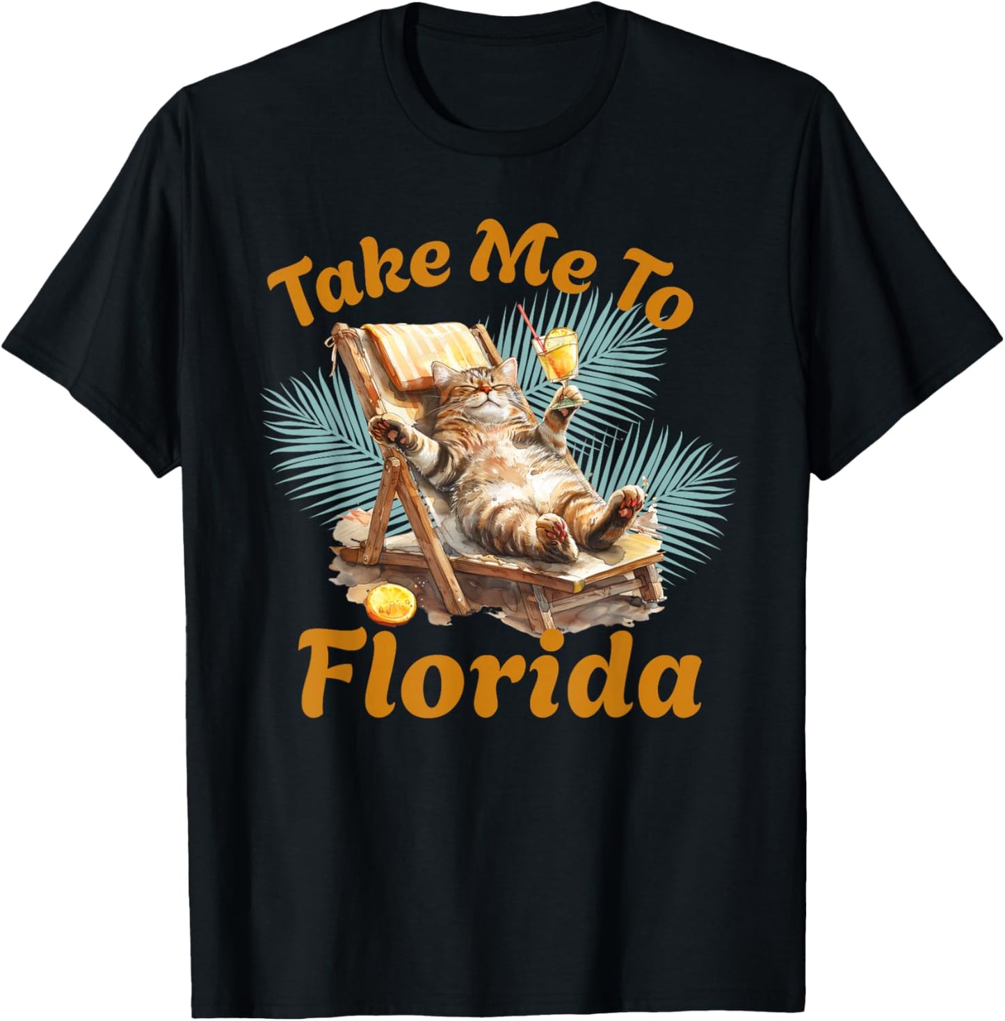 Take Me to Florida Cute Cat Beach Vacation Summer T-Shirt - T-Shirt | Black