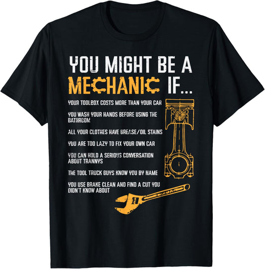 You Might Be A Mechanic If Funny Car Auto Engine Garage Men T-Shirt - T-Shirt | Black