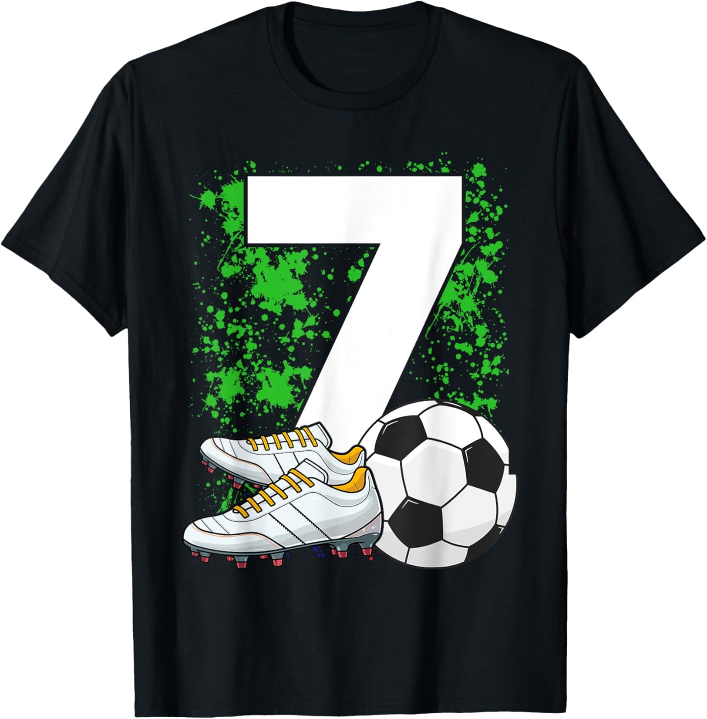 7th Birthday Boys 7 Years Soccer Football Player Birthday T-Shirt - T-Shirt | Black