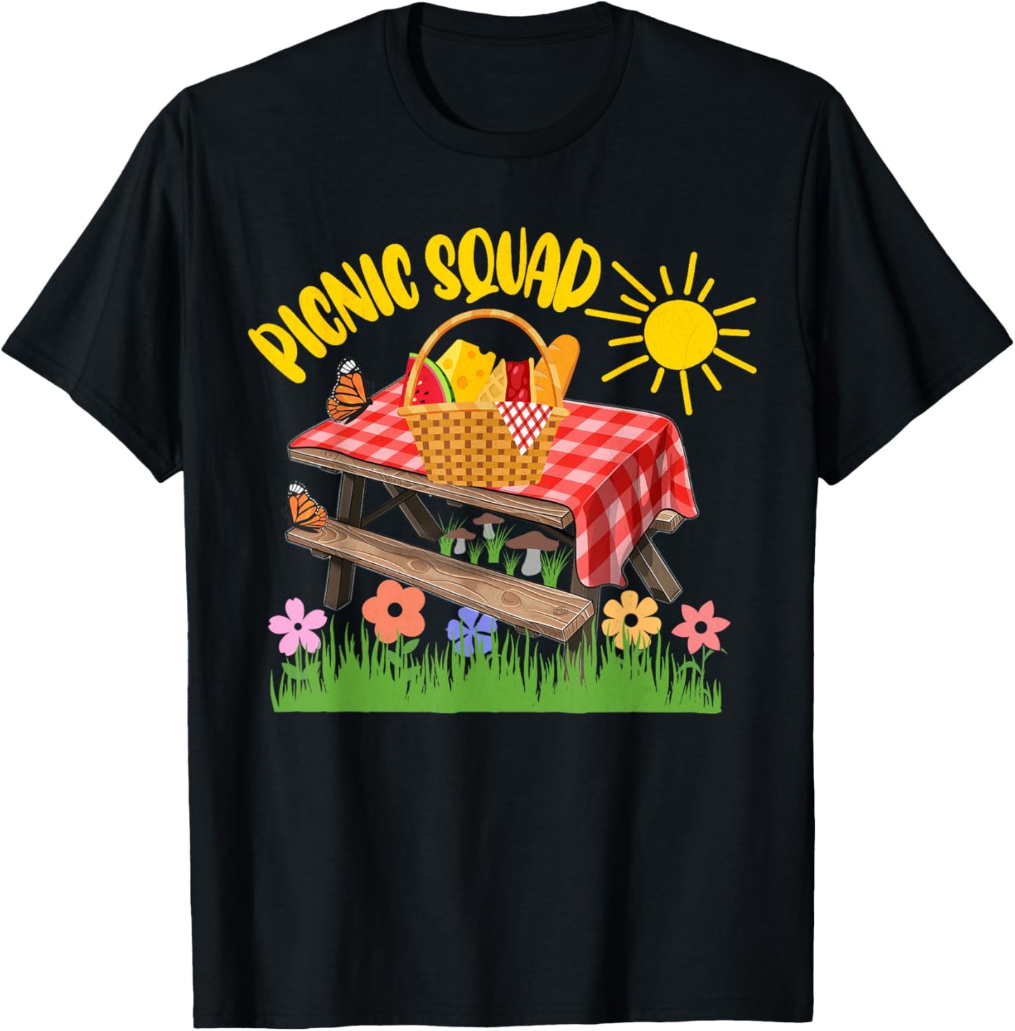 Picnic Squad, Picnic Table, Picnic Birthday Party Summer Men Women Girls Kids T-Shirt - T-Shirt | Black