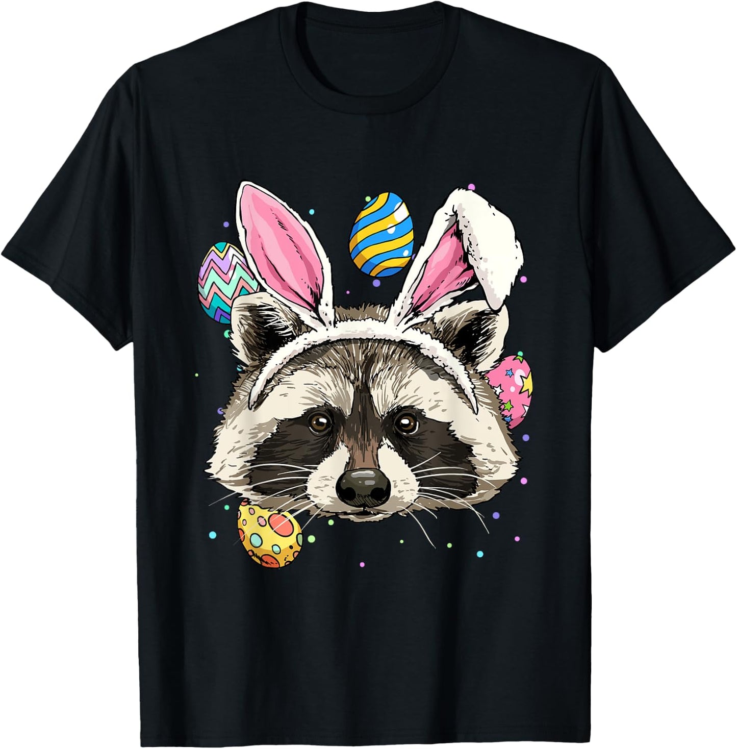 Easter Bunny Raccoon Lover Funny Easter Raccoon T-Shirt - T-Shirt | Black