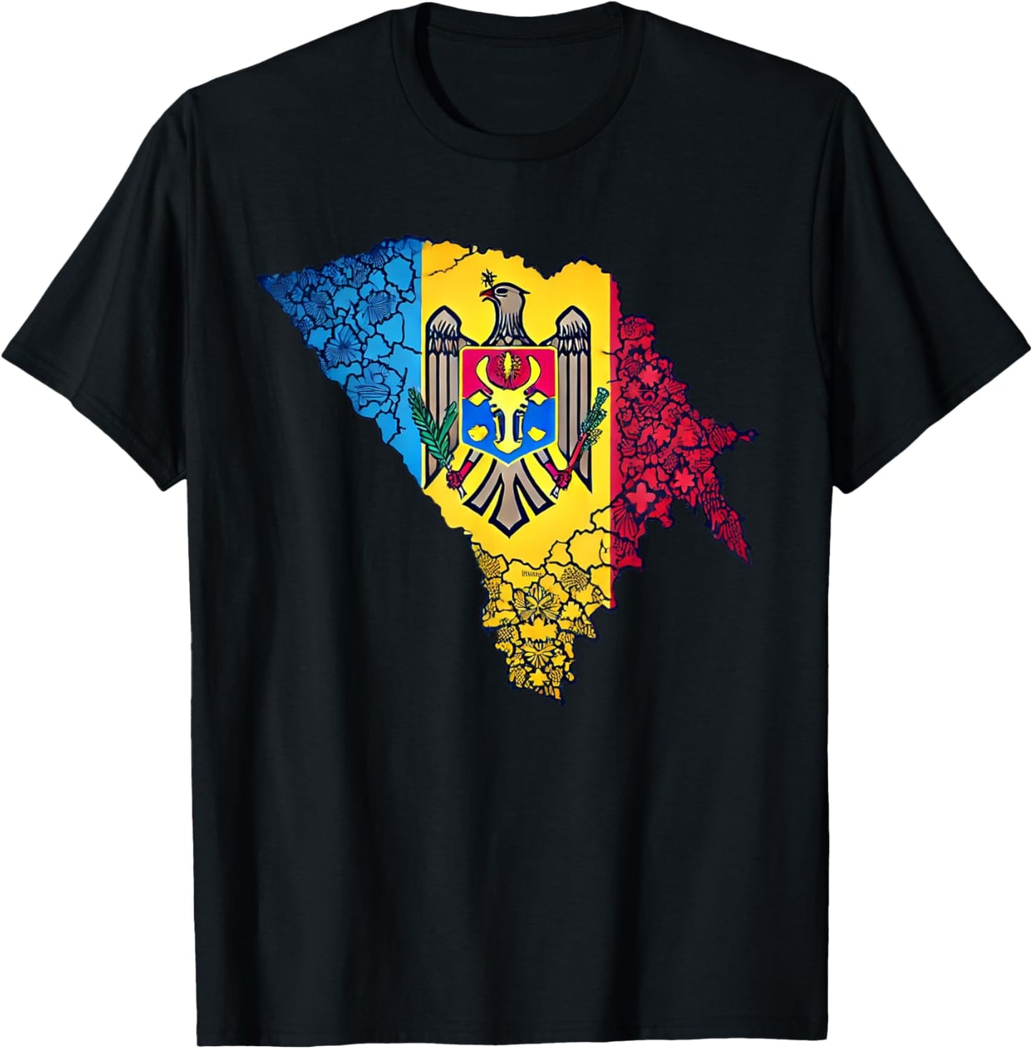 Moldova Flag Moldavia Map Clothing Wear , Black, S T-Shirt - T-Shirt | Black