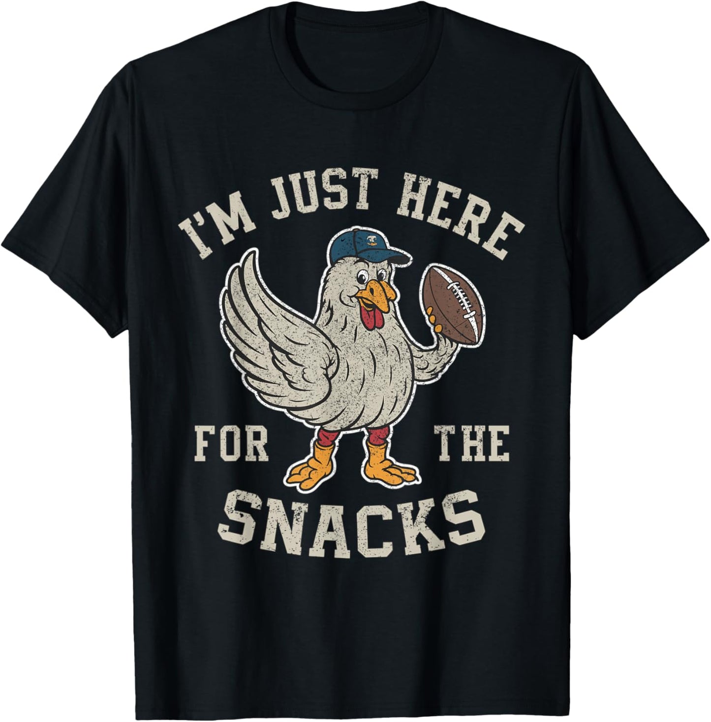 Funny I'm Just Here for The Snacks Football T-Shirt - T-Shirt | Black