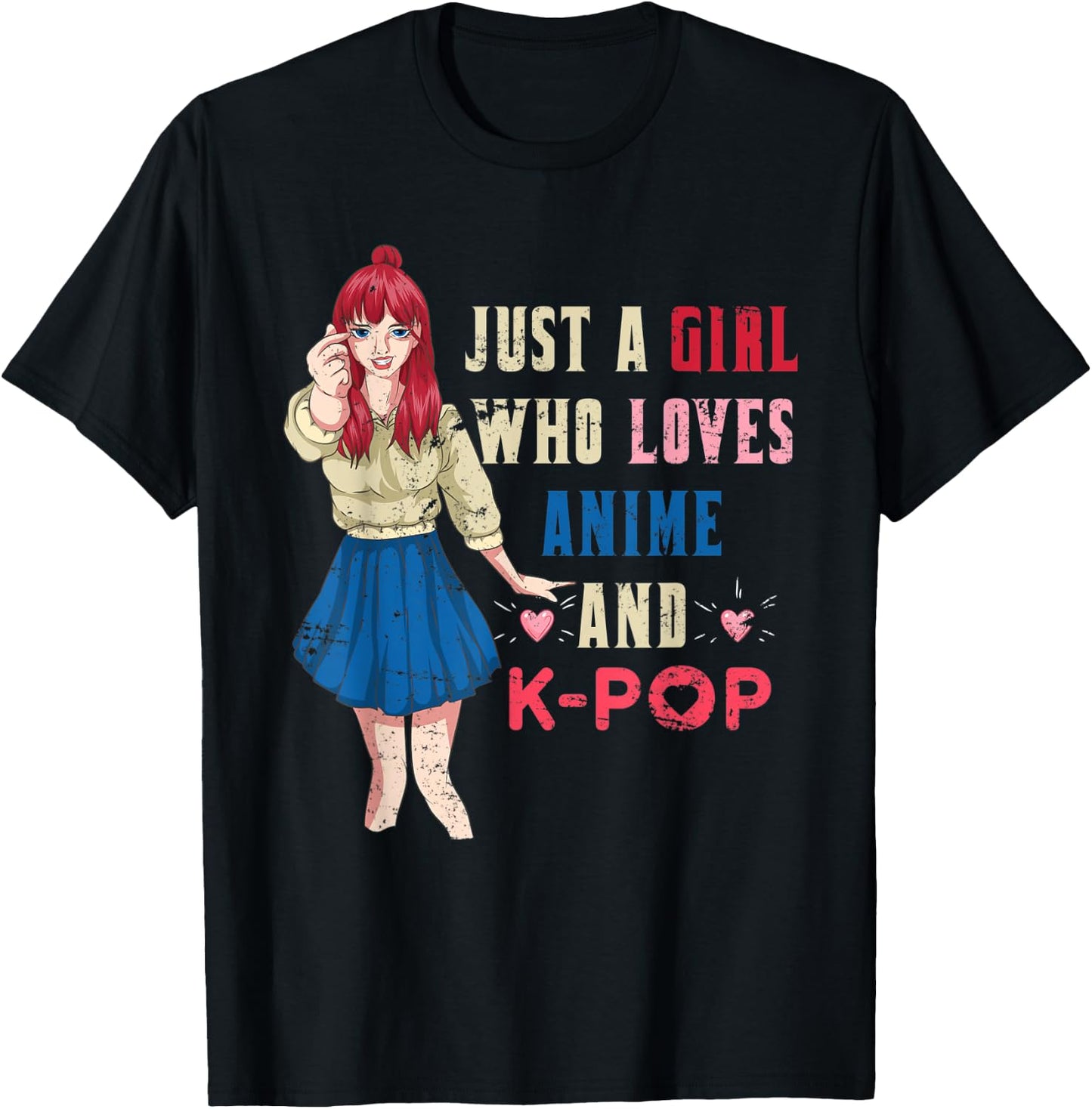 Kpop Korean Culture Otaku Girls Women Manga Kawaii Anime T-Shirt - T-Shirt | Black