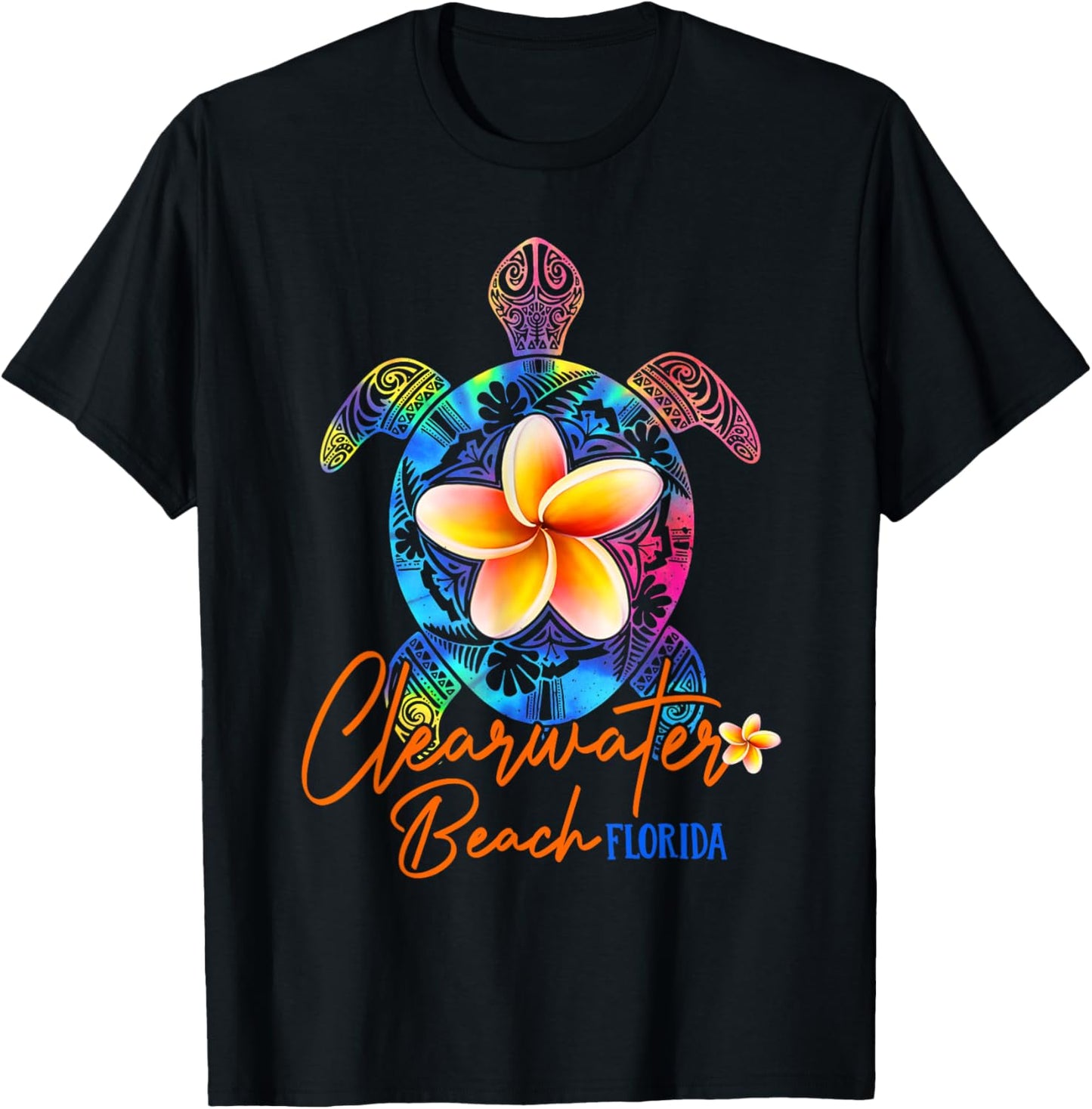 Clearwater Beach Florida Tie Dye Sea Turtle Vacation 2025 Women Girls Kids T-Shirt - T-Shirt | Black