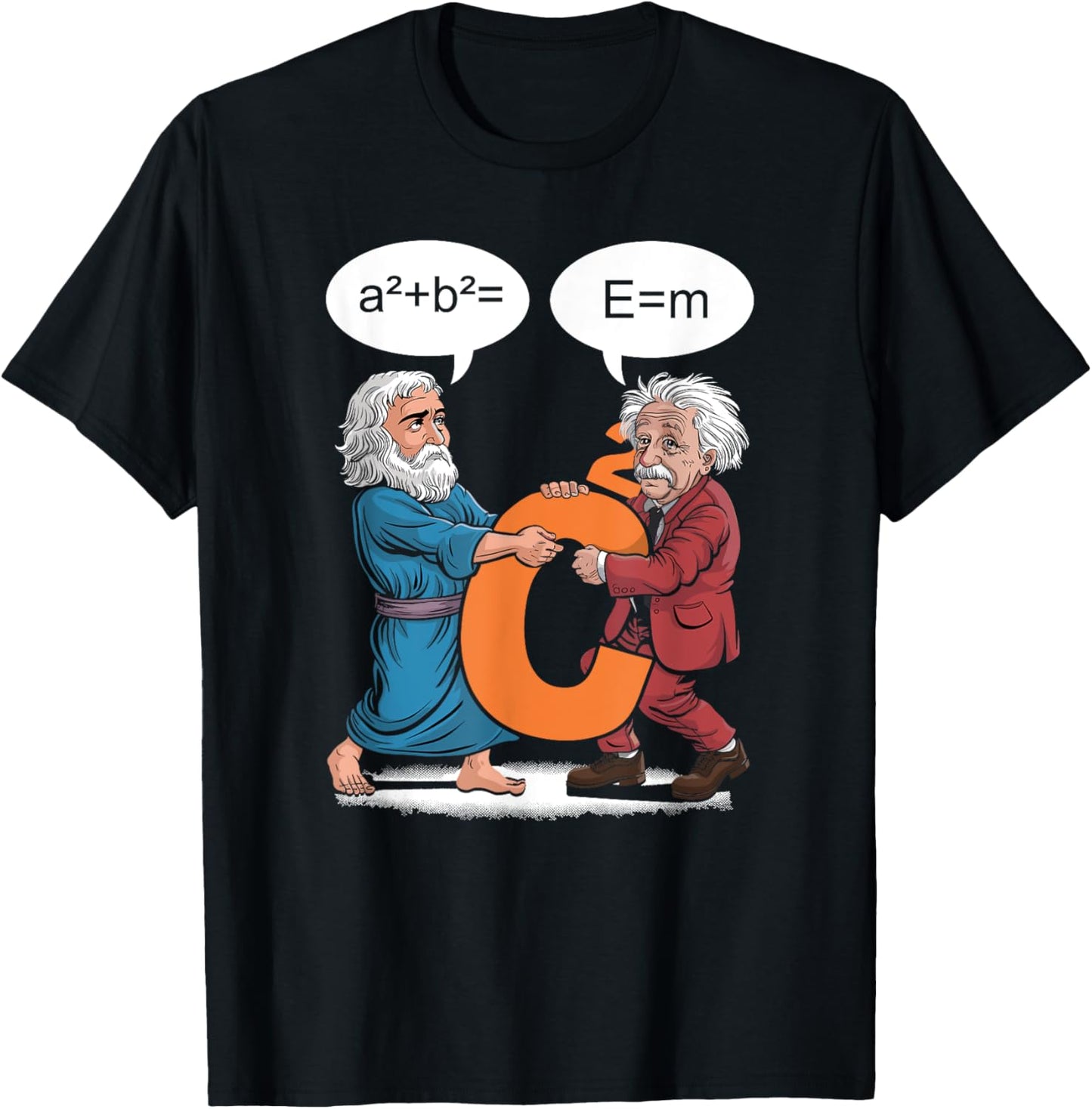 Funny Geek Outfit Nerd Costume Pythagoras vs Einstein T-Shirt - T-Shirt | Black