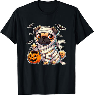Pug Halloween Mummy Cute Pug Kids T-Shirt - T-Shirt | Black