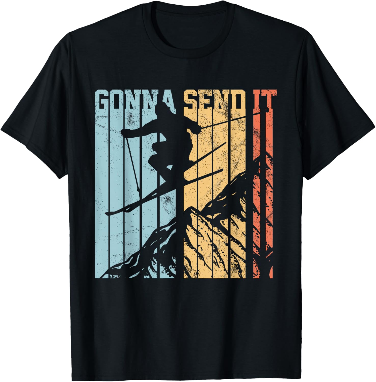 Ski Gonna Send It Vintage Freestyle Skiing Gift T-Shirt - T-Shirt | Black