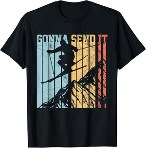 Ski Gonna Send It Vintage Freestyle Skiing Gift T-Shirt - T-Shirt | Black