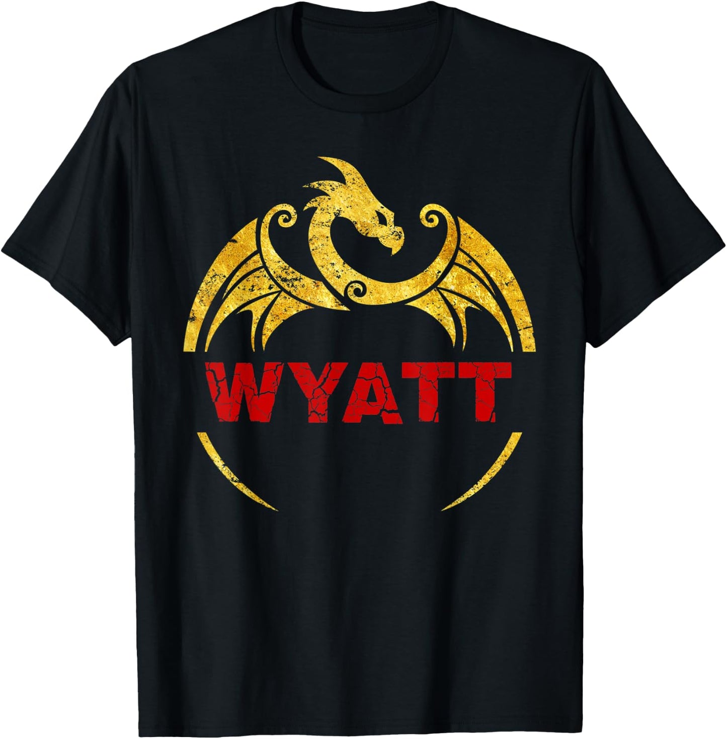 Wyatt Name Shirt Dragon Personalized Birthday Gift T-Shirt - T-Shirt | Black