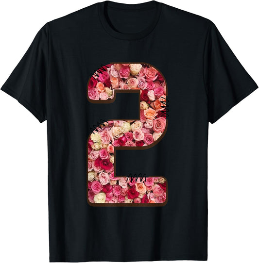 Floral Rose Number Two T-Shirt - T-Shirt | Black