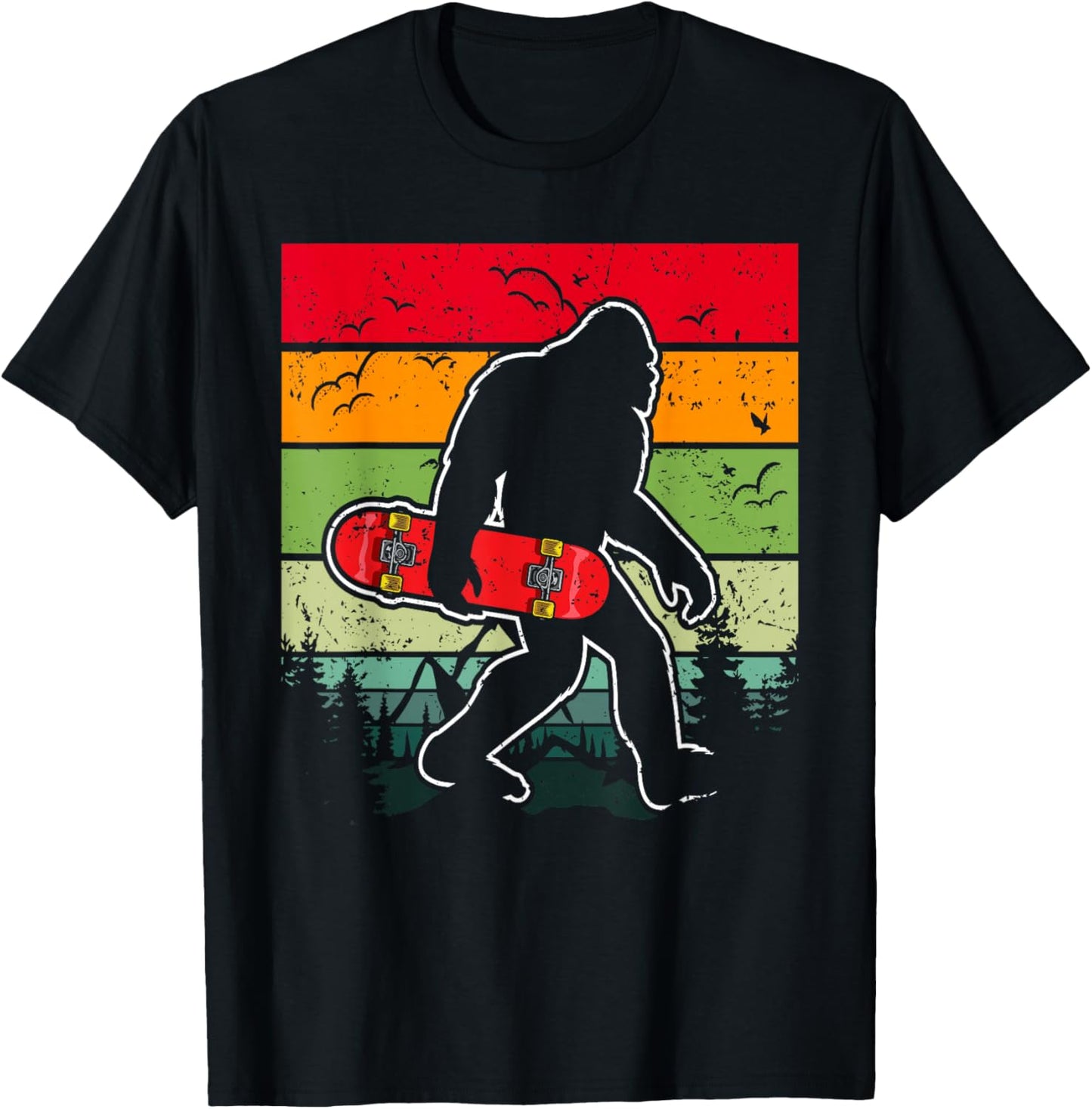 Longboard Bigfoot Skateboard & Sasquatch Fans Boys T-Shirt - T-Shirt | Black