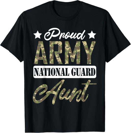 Proud Army National Guard Aunt Military Family Veteran T-Shirt - T-Shirt | Black