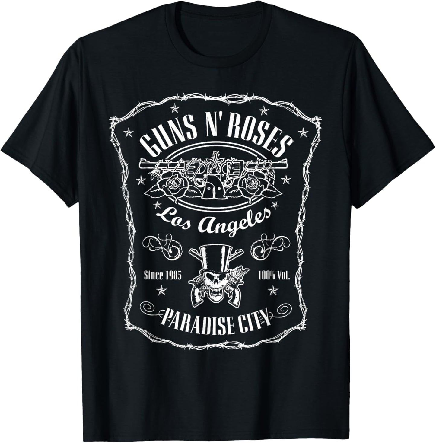 Official Guns N' Roses Paradise Label T-Shirt - T-Shirt | Black