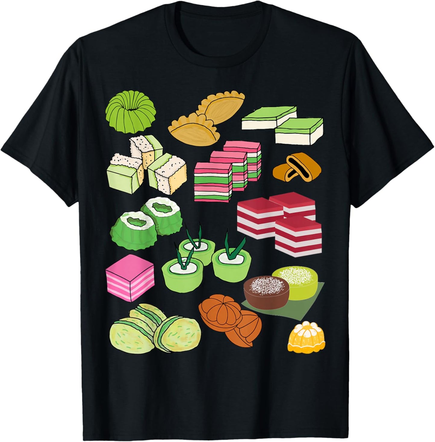 Kuih Malaysian Kue Cuisine Lover Foodie Gift Asian Cuisine T-Shirt - T-Shirt | Black