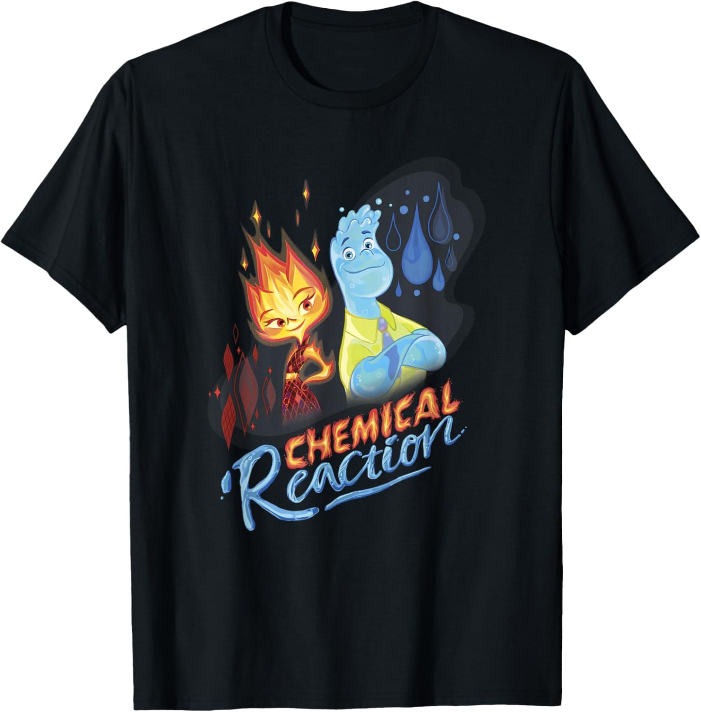 Disney Pixar Elemental Chemical Reaction Ember & Wade Shot T-Shirt - T-Shirt | Black