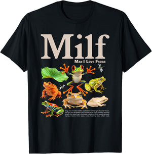 MILF Man I Love Frogs Funny Saying Men Women T-Shirt - T-Shirt | Black