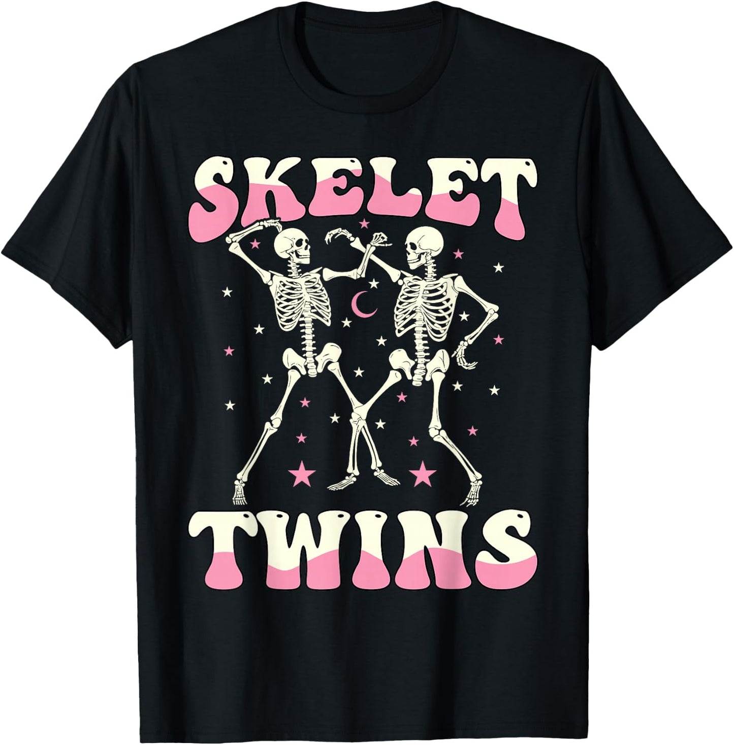 Skeletwins Dancing Skeletons Matching Halloween Twin Girls T-Shirt - T-Shirt | Black