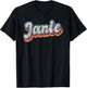 Janie Personalized Name Shirt Custom Lettering 70's T-Shirt - T-Shirt | Black