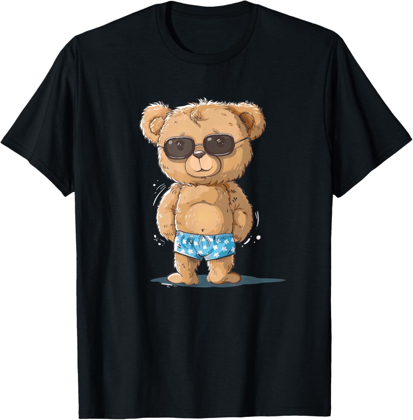 Sunglasses Teddy Bear Costume for swimming trunks and Summer Men Women Girls Kids T-Shirt - T-Shirt | Black
