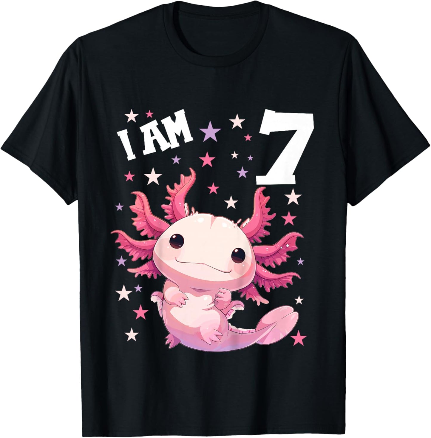 Kinder 7 Jahre alt Axolotl 7. Geburtstag T-Shirt - T-Shirt | Black