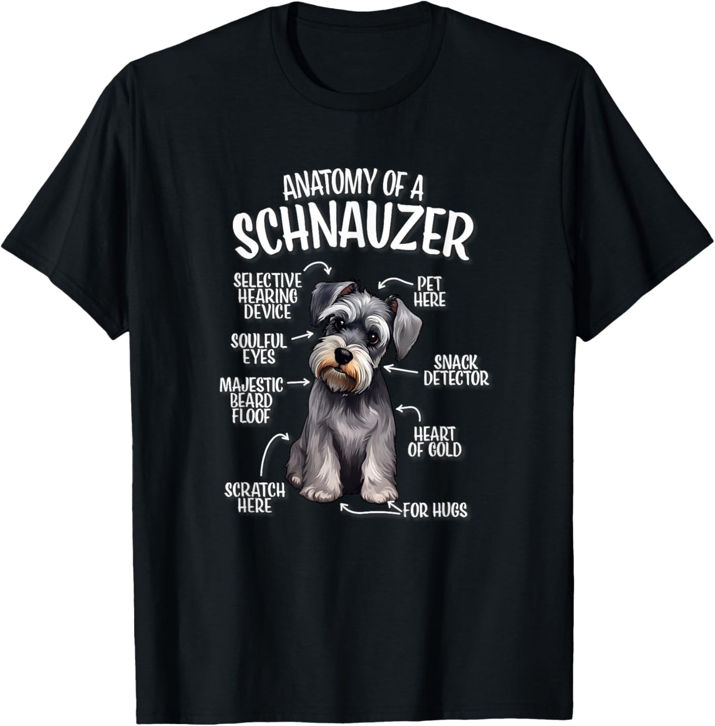 Kids Funny Anatomy of Miniature Schnauzer Lover T-Shirt - T-Shirt | Black