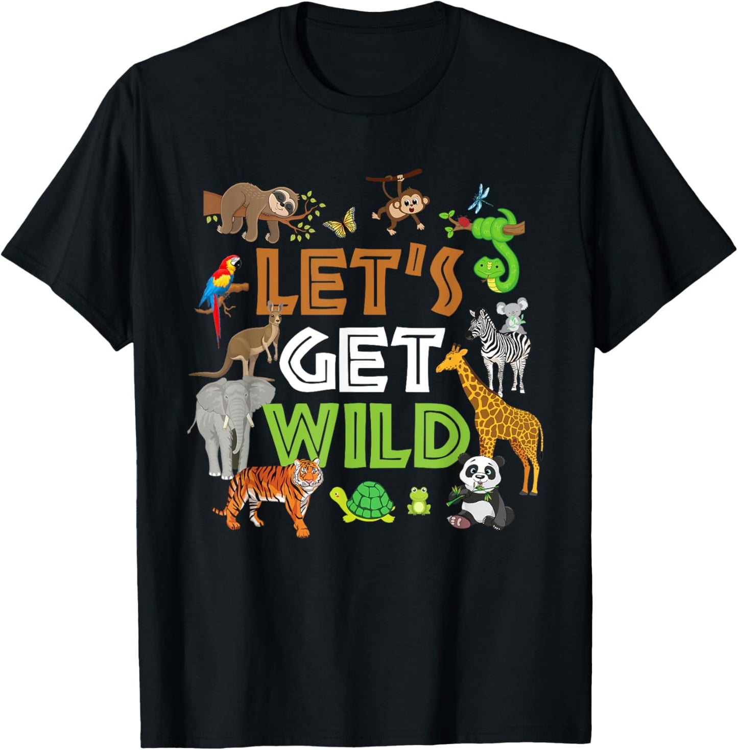 Let's Get Wild Zoo Animals Safari Party A Day At The Zoo T-Shirt - T-Shirt | Black