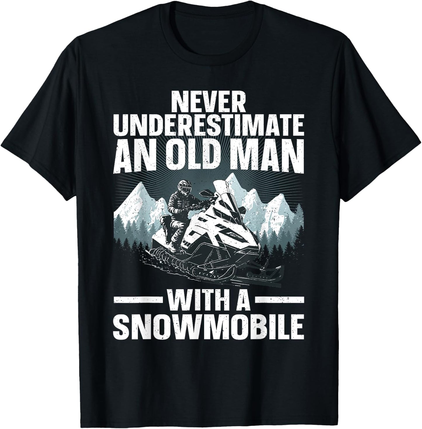 Snowmobile Art Grandpa Snowmobiling Snowmobile Lover T-Shirt - T-Shirt | Black