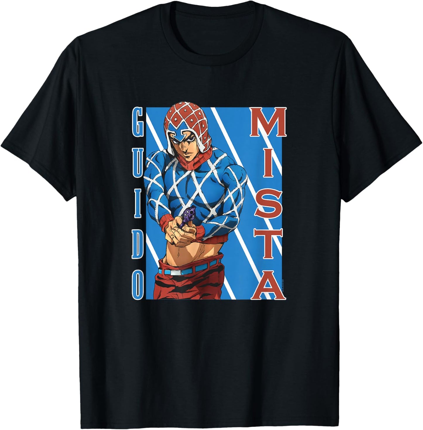 JoJo Part 5 Golden Wind Guido Mista Six Bullets Pose Anime T-Shirt - T-Shirt | Black