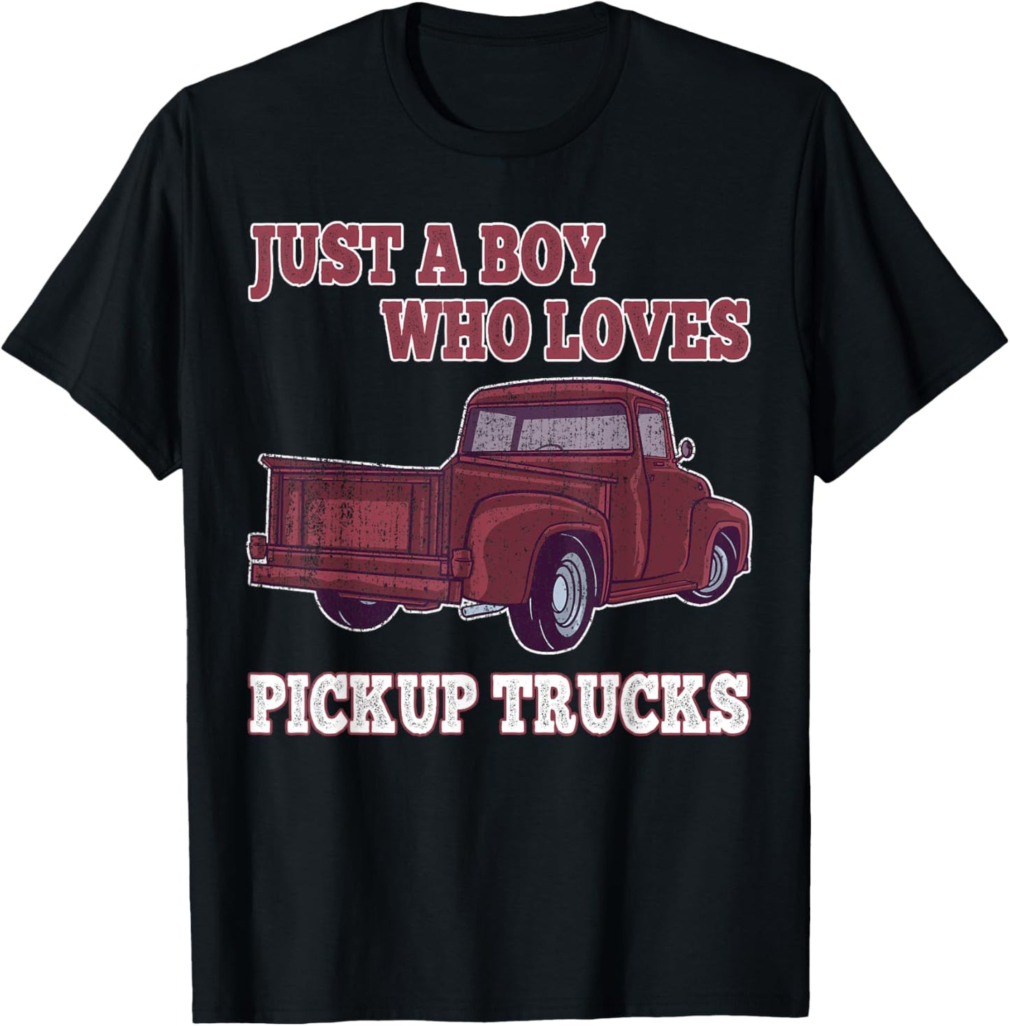 Just A Boy Who Loves Pickup Trucks Kids Boys Toddler T-Shirt - T-Shirt | Black