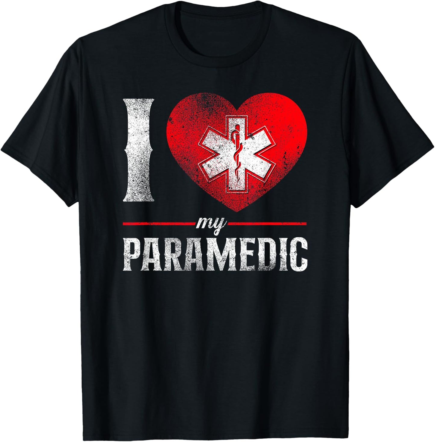 I Love My Paramedic Valentines Day Heart T-Shirt - T-Shirt | Black