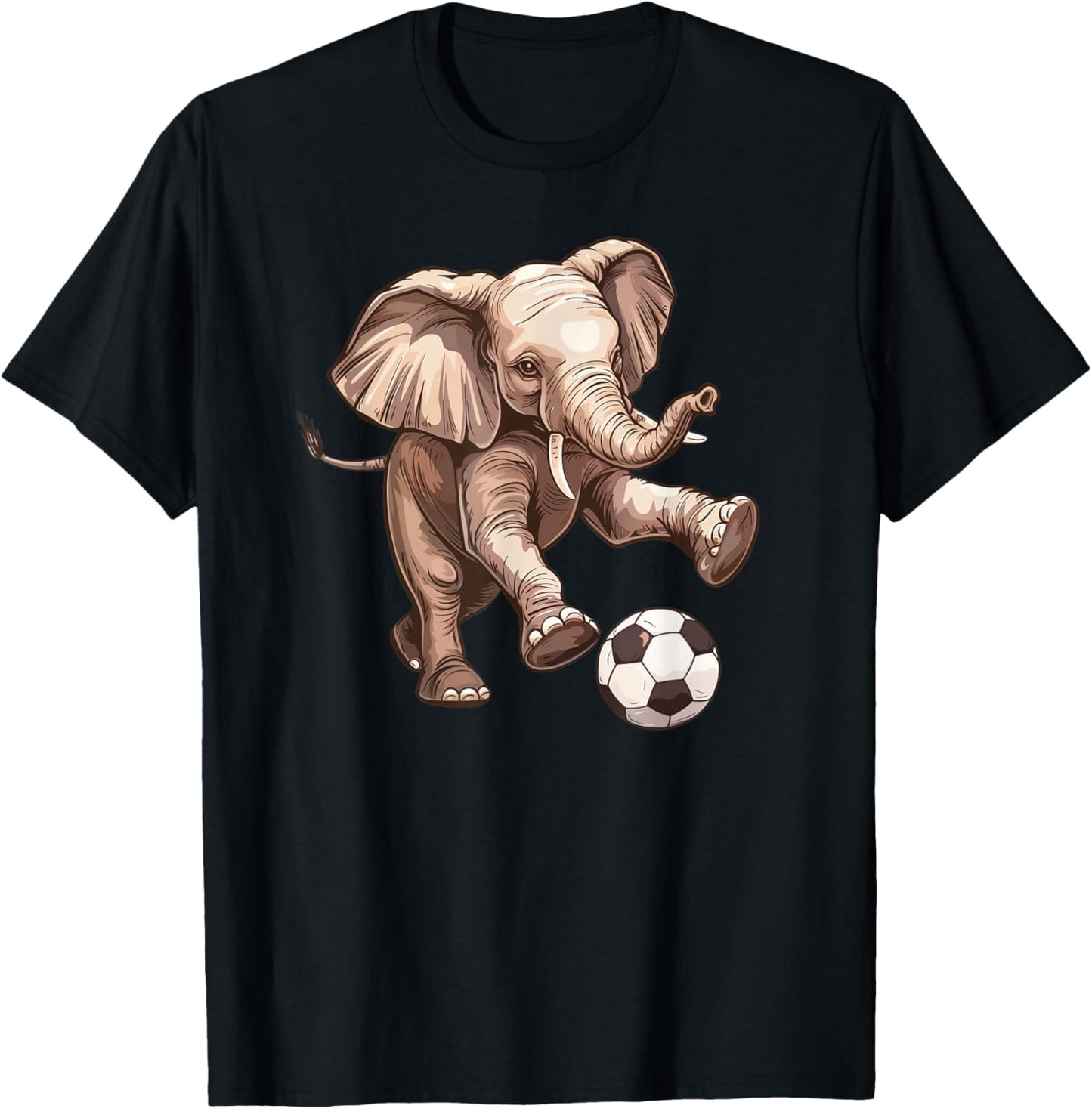 Elephant Playing Soccer - Cute Futbol Playing Elephant T-Shirt - T-Shirt | Black