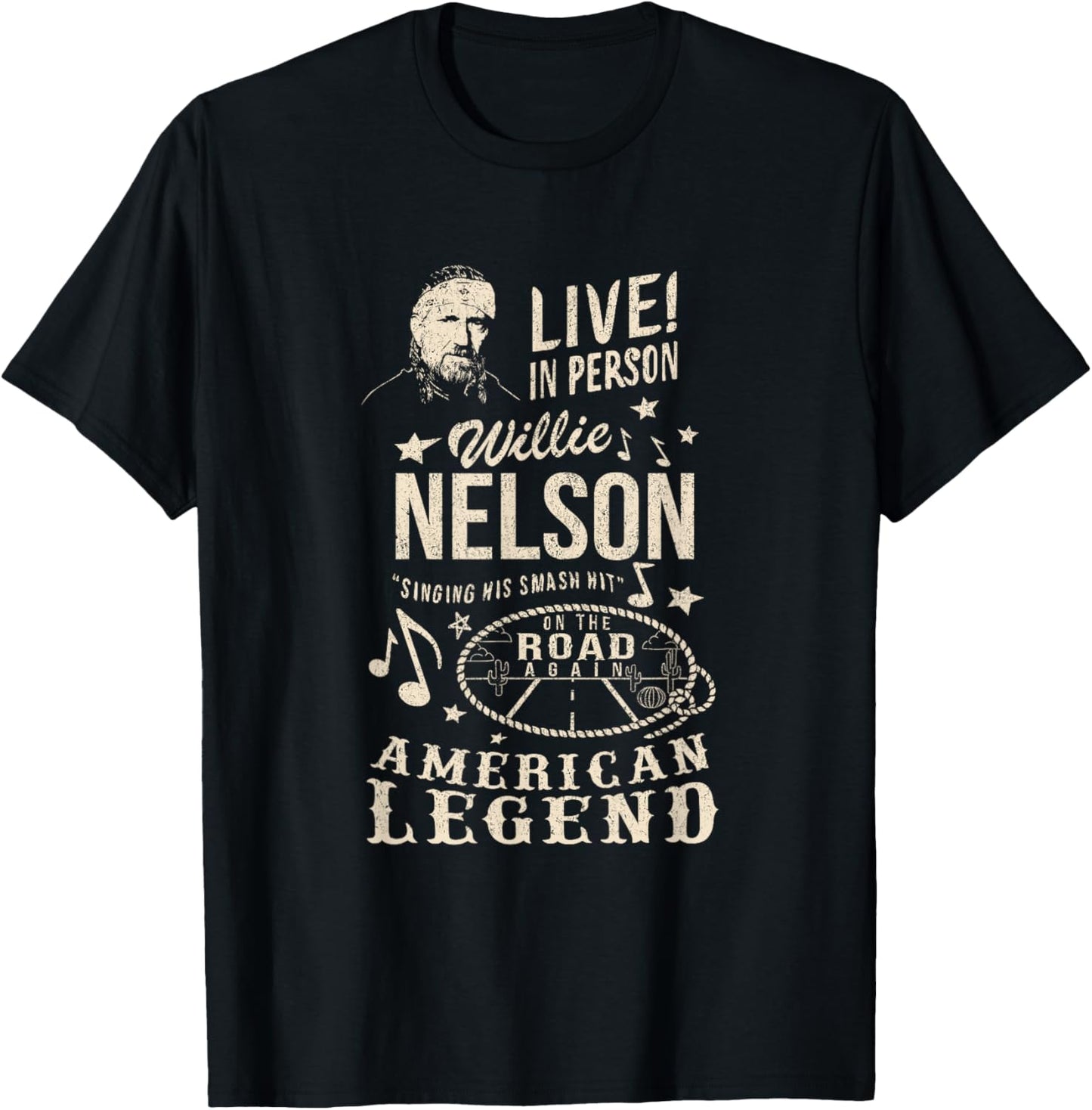 Official Willie Nelson Live In Person T-Shirt - T-Shirt | Black