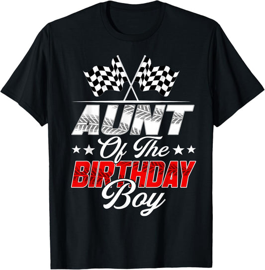 Race Car Aunt of The Birthday Boy Racing Family Pit Crew T-Shirt - T-Shirt | Black