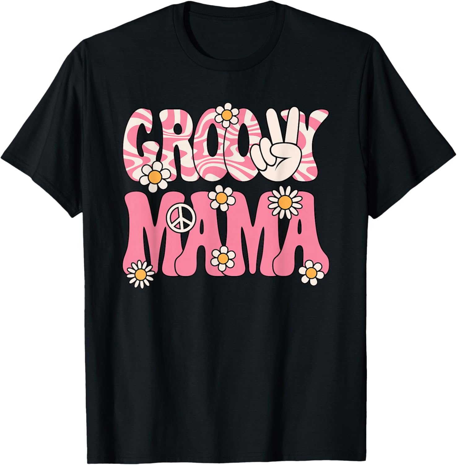 Groovy Mama Mom Retro Hippie 60s 70s Party Outfit Women T-Shirt - T-Shirt | Black