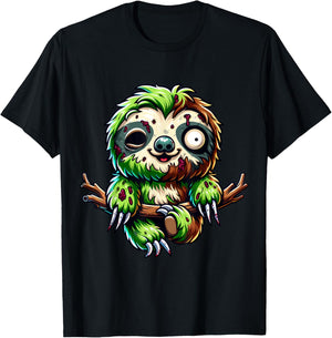 Sloth Zombie Halloween Animal Men Boys Women Girls T-Shirt - T-Shirt | Black