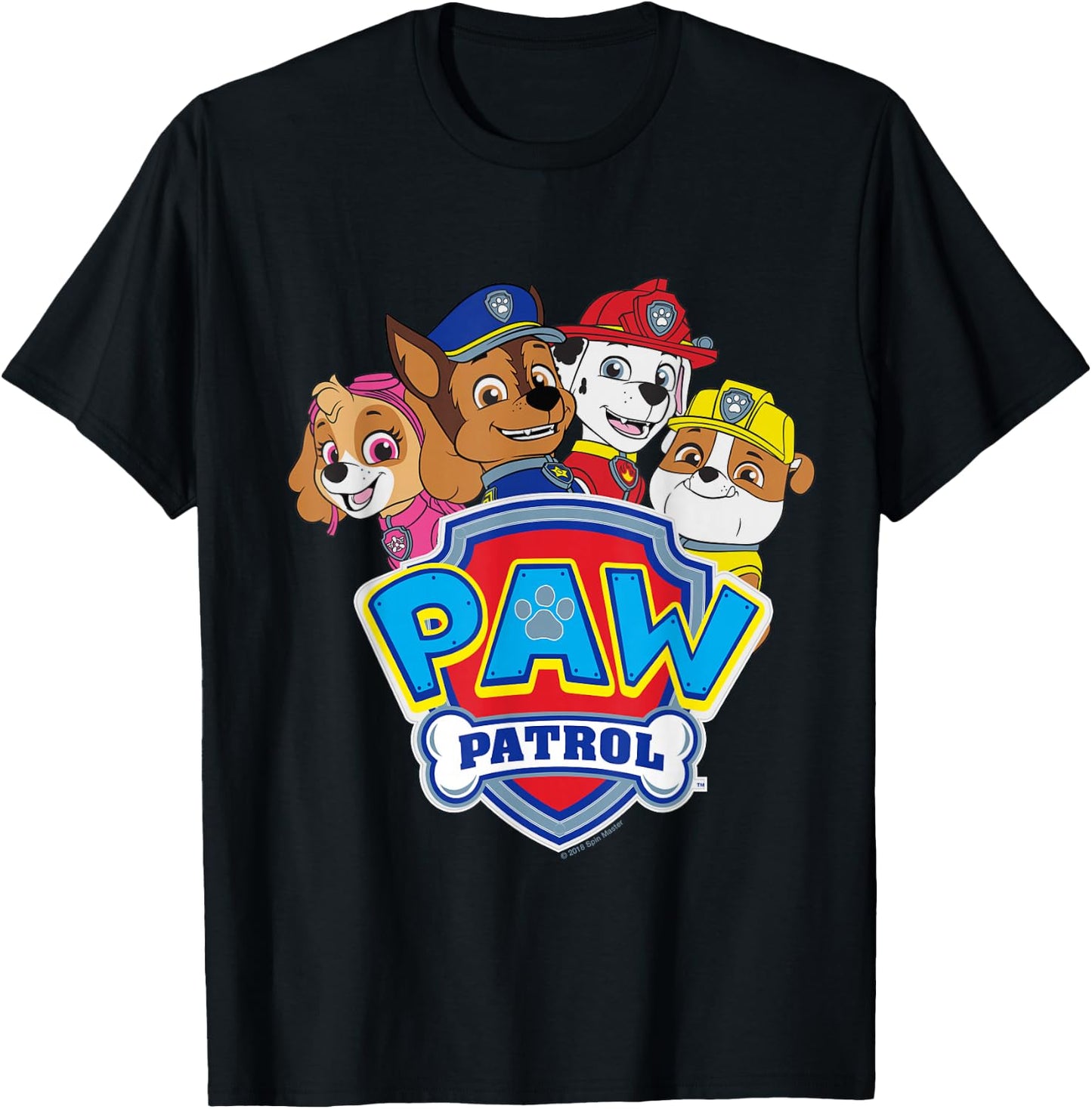 Paw Patrol Group with Logo T-Shirt - T-Shirt | Black