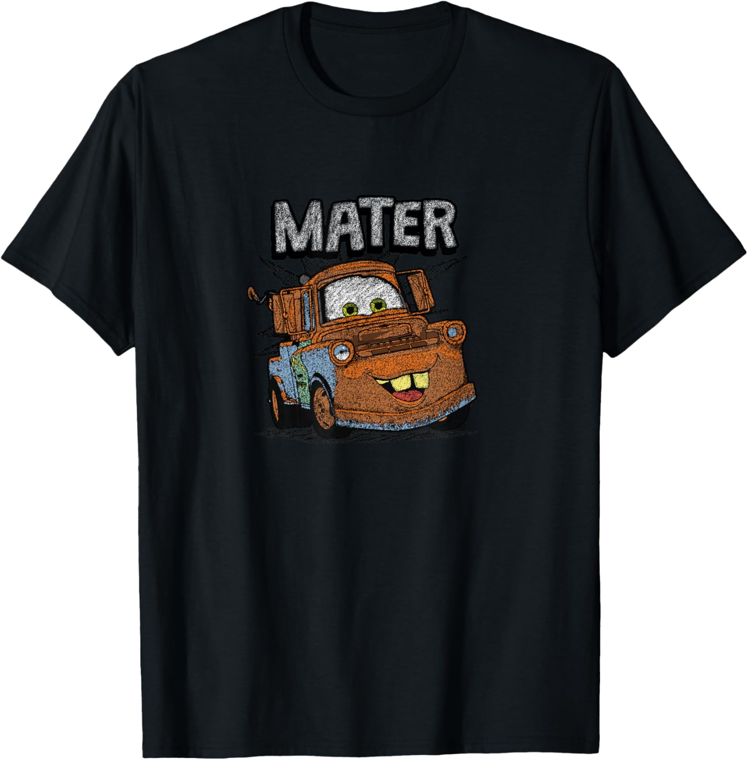 Disney Pixar Cars Vintage Tow Mater Crayon Sketch Portrait T-Shirt - T-Shirt | Black