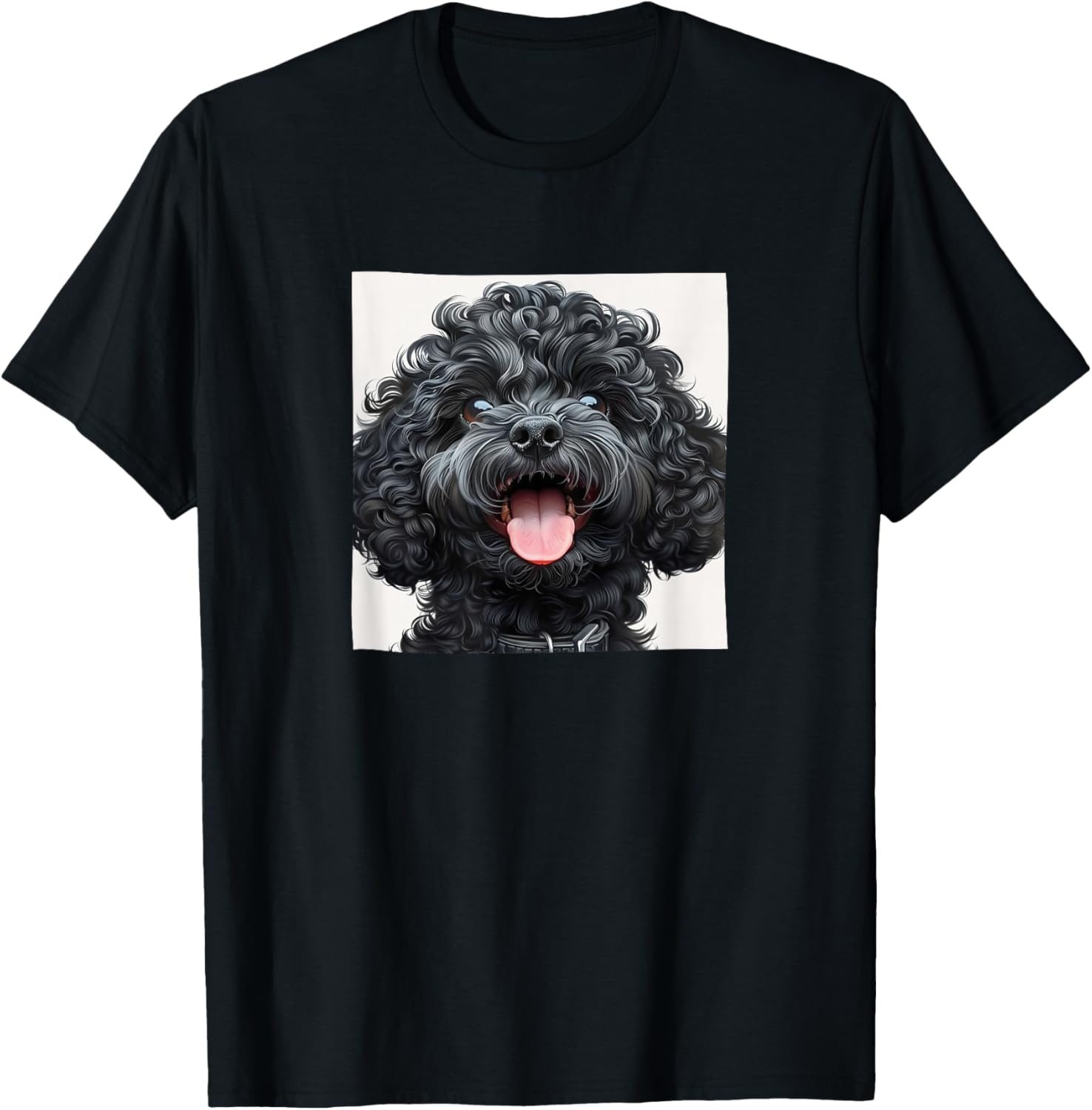 Black Poodle Puppy Laughing Graphic T-Shirt - T-Shirt | Black