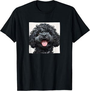 Black Poodle Puppy Laughing Graphic T-Shirt - T-Shirt | Black