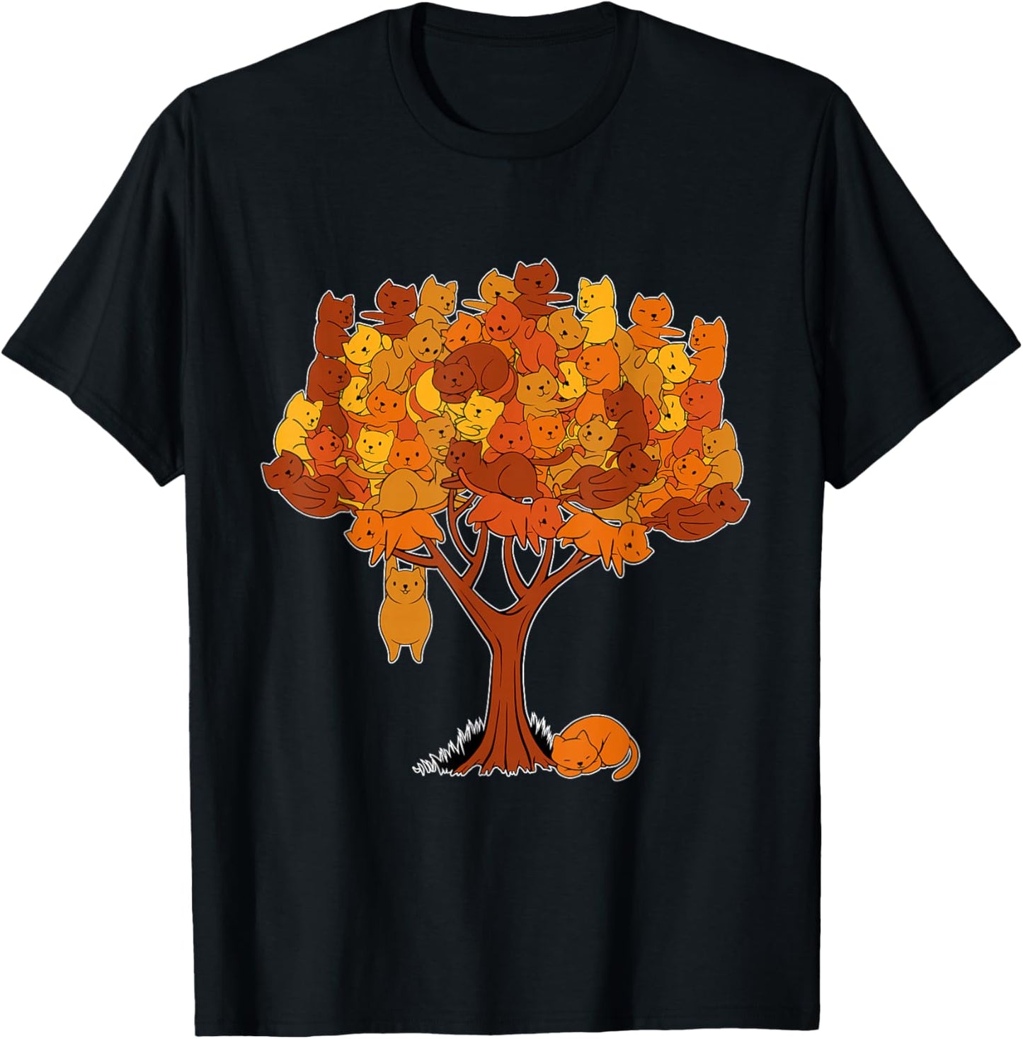 Cat Tree Kitten Funny Animal Plant Pet Lover Gardener Men Women Girls Kids T-Shirt - T-Shirt | Black