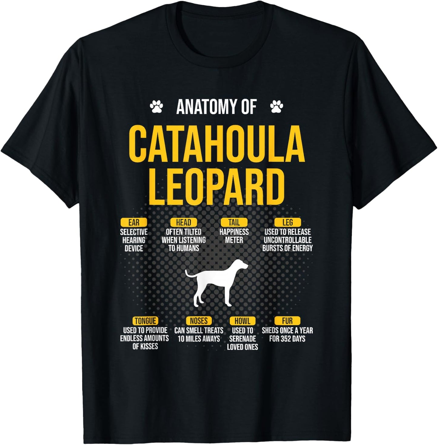 Anatomy Of Catahoula Leopard Dog Lover T-Shirt - T-Shirt | Black