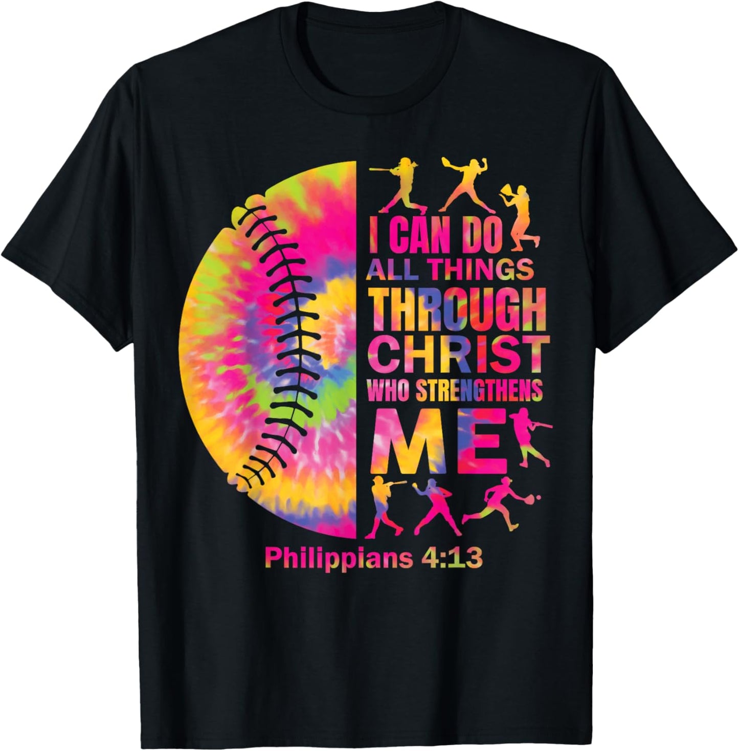 Softball-Shirt Women Girls Teen Christian Christ Tie Dye T-Shirt - T-Shirt | Black