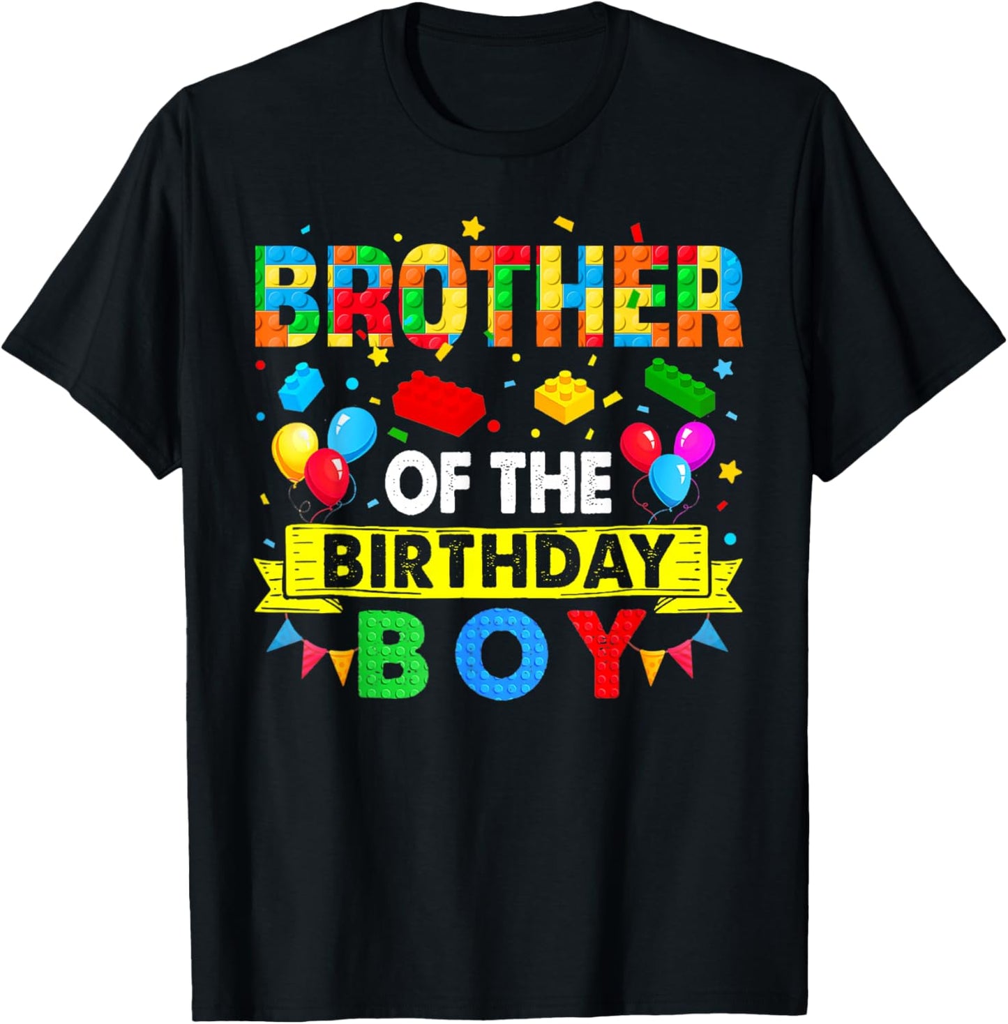 Brother of The Birthday Boy Master Builder Blocks Building T-Shirt - T-Shirt | Black