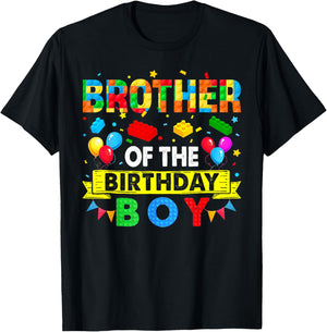 Brother of The Birthday Boy Master Builder Blocks Building T-Shirt - T-Shirt | Black
