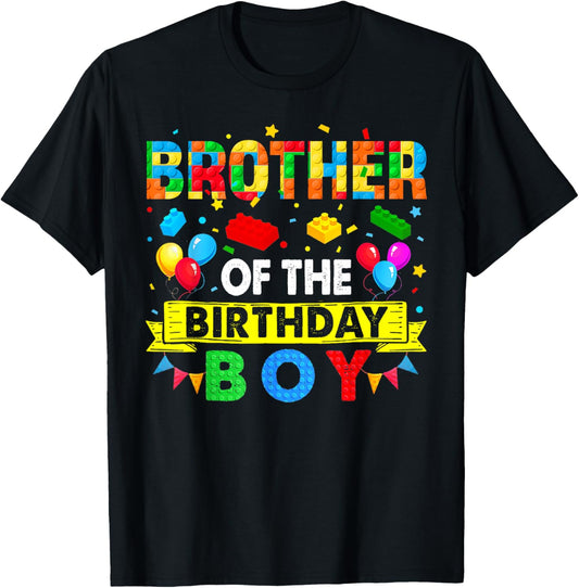 Brother of The Birthday Boy Master Builder Blocks Building T-Shirt - T-Shirt | Black