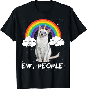 Rainbow Tonkinese Ew People Unicorn Cat Women Kids T-Shirt - T-Shirt | Black