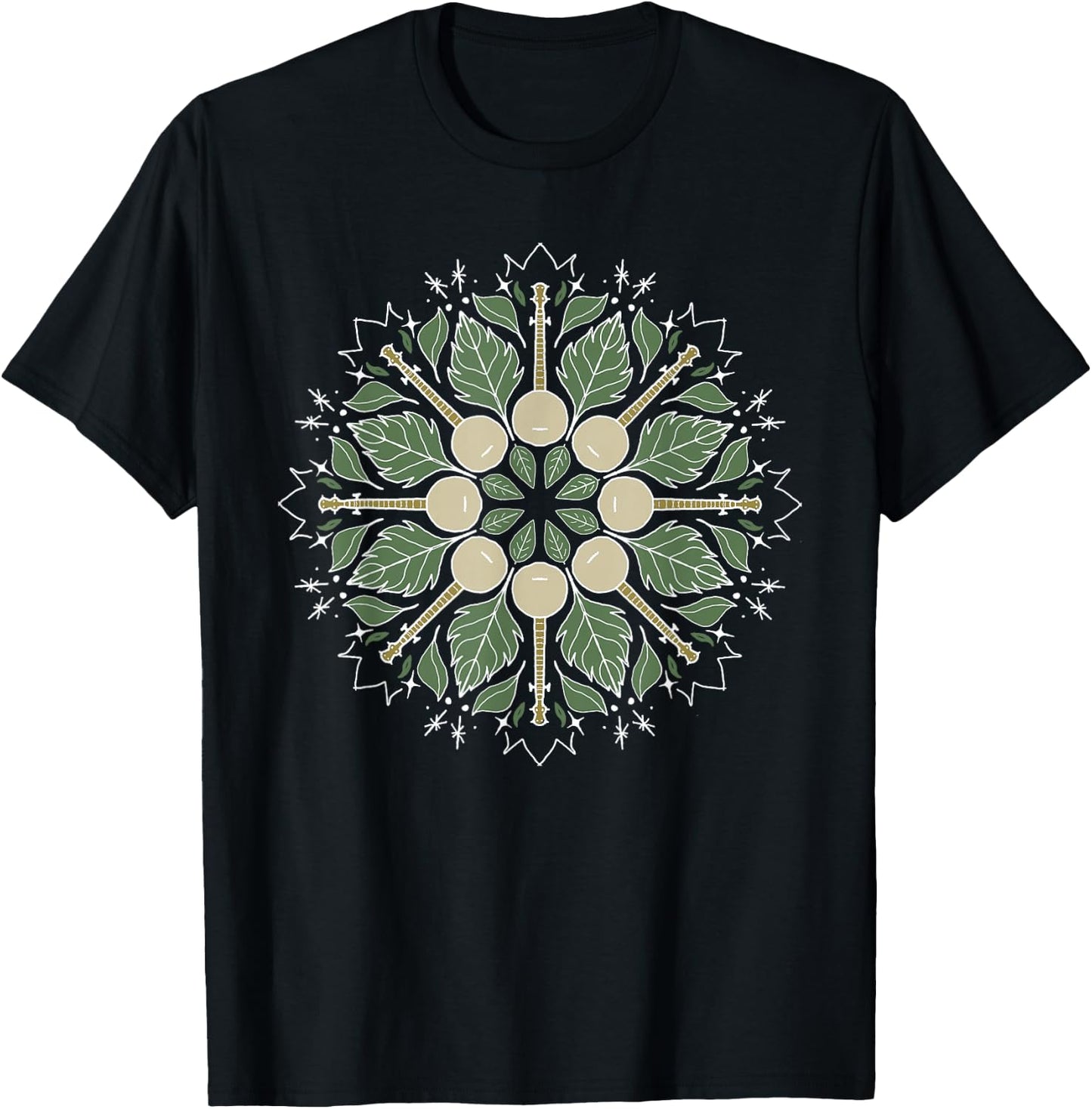 Banjo Mandala Bluegrass, Mindfulness & Nature Graphic Small T-Shirt - T-Shirt | Black